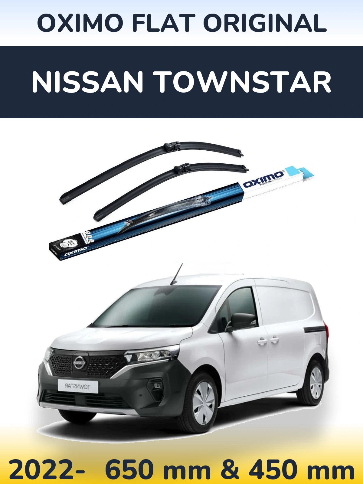 Комплект передніх щіток Oximo Flat Original 650 & 450 мм для Nissan Townstar 2022-2026