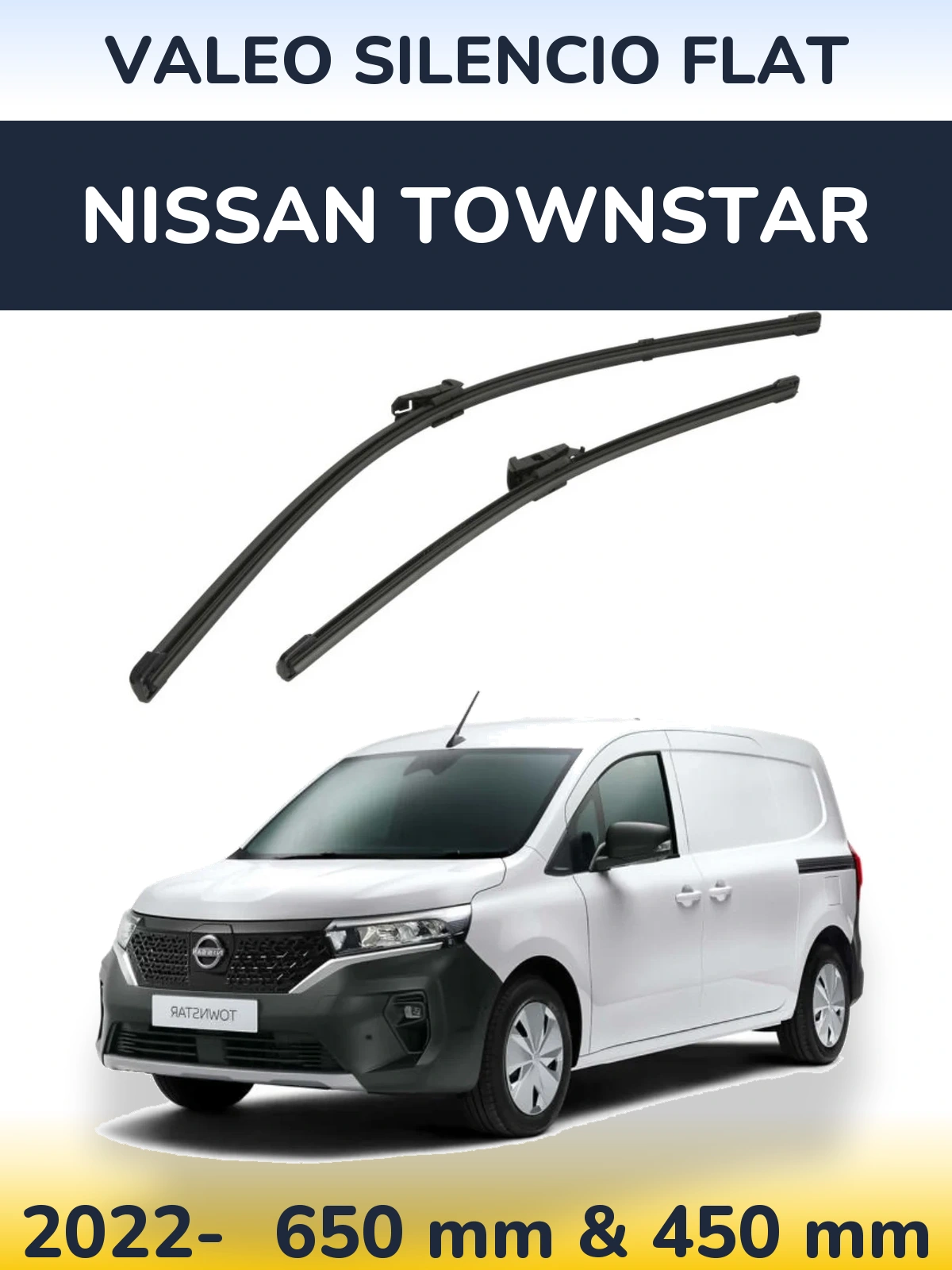 Sada předních stěračů Valeo Silencio Flat 650 a 450 mm pro Nissan Townstar 2022-2026