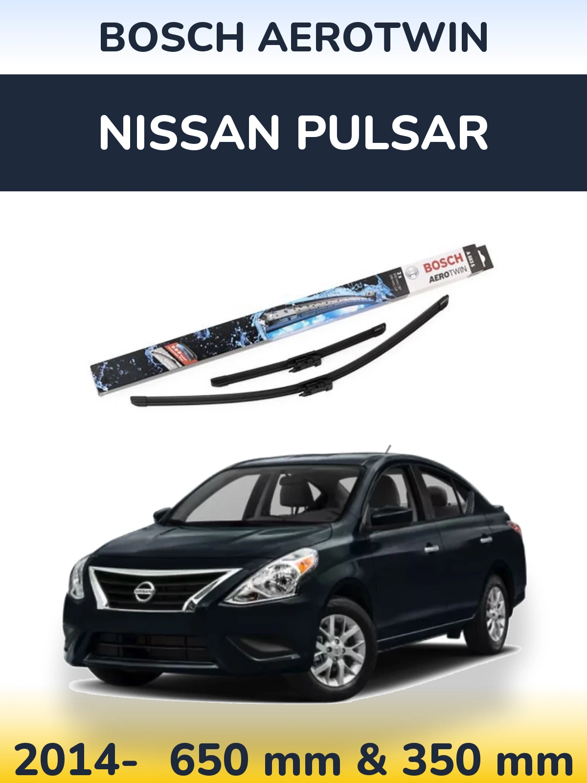 Sada předních stěračů BOSCH AeroTwin 650 a 340 mm pro Nissan Pulsar 2014-2026