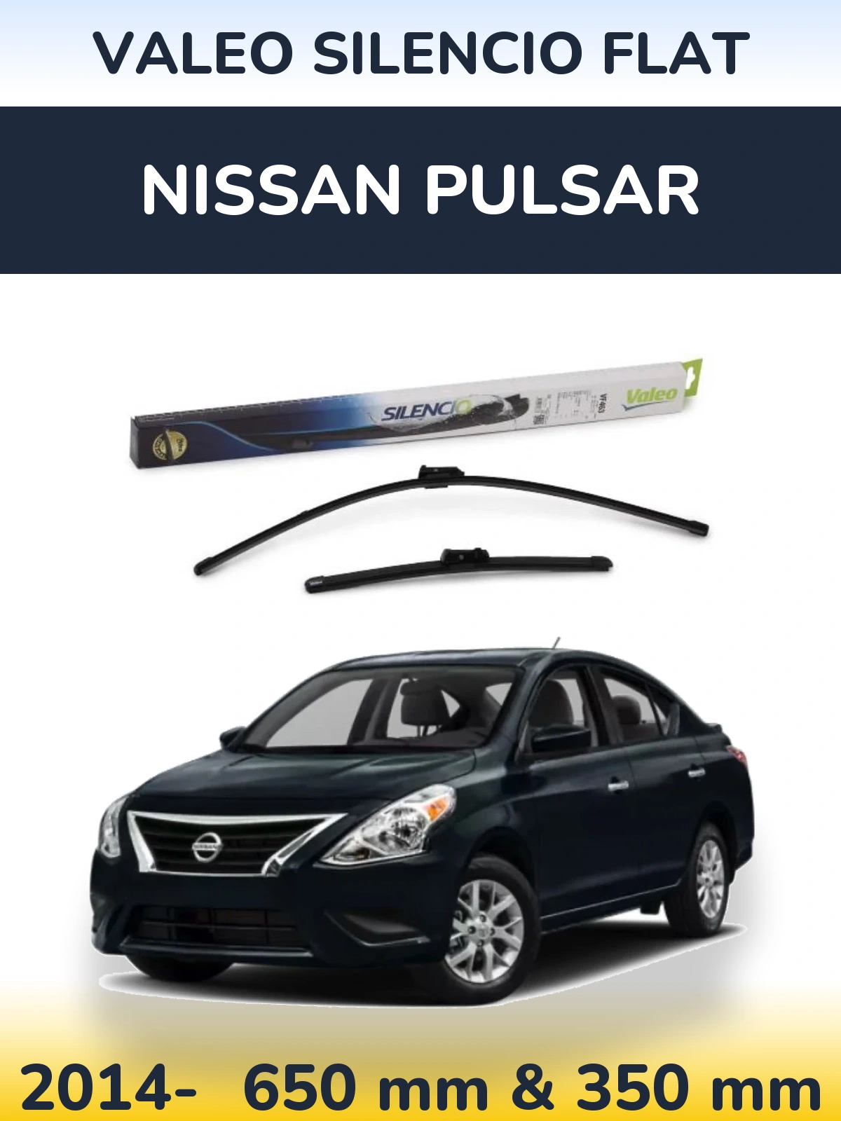 Комплект передніх щіток Valeo Silencio Flat 650 & 350 мм для Nissan Pulsar 2014-2026