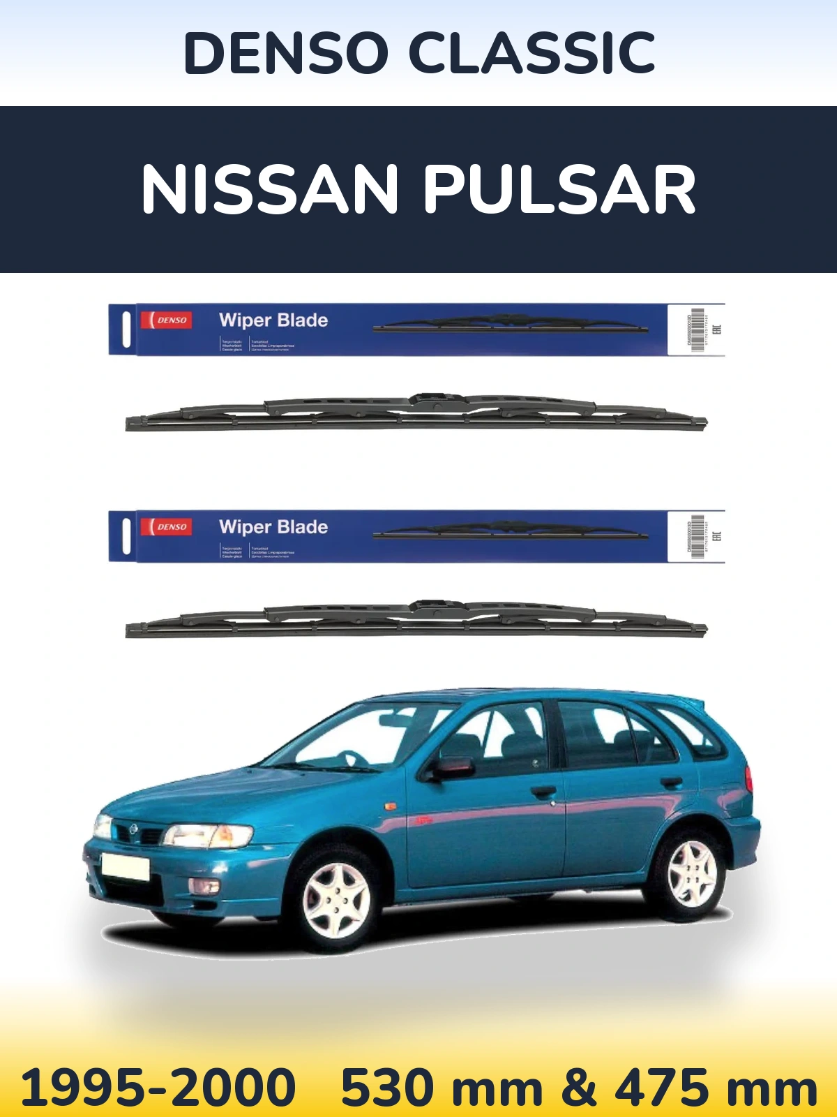 Sada předních stěračů Denso Classic 530 a 475 mm pro Nissan Pulsar 1995-2000