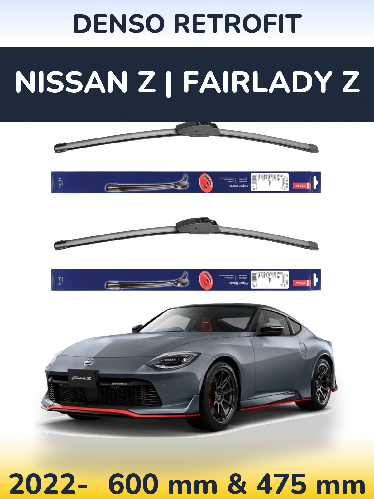 Sada předních stěračů Denso Retrofit 600 a 475 mm pro Nissan Z | Fairlady Z 2022-2026