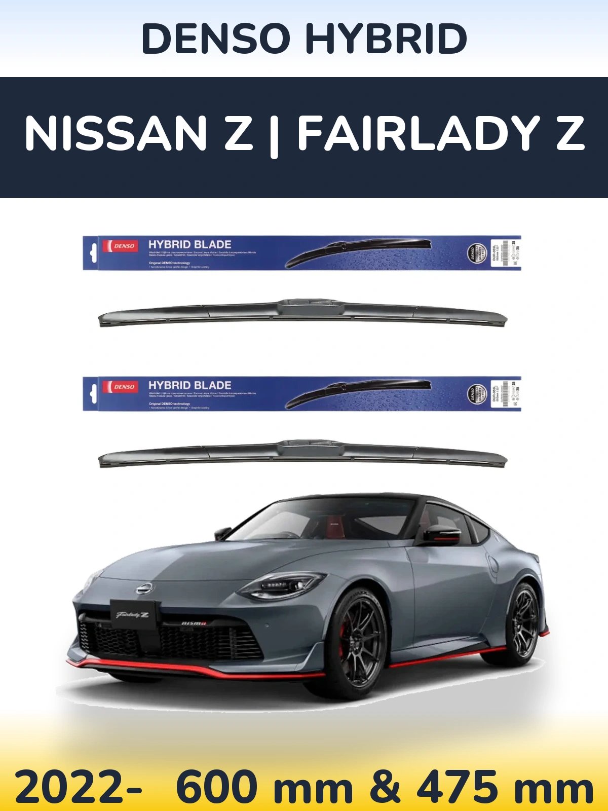 Sada předních stěračů Denso Hybrid 600 a 475 mm pro Nissan Z | Fairlady Z 2022-2026