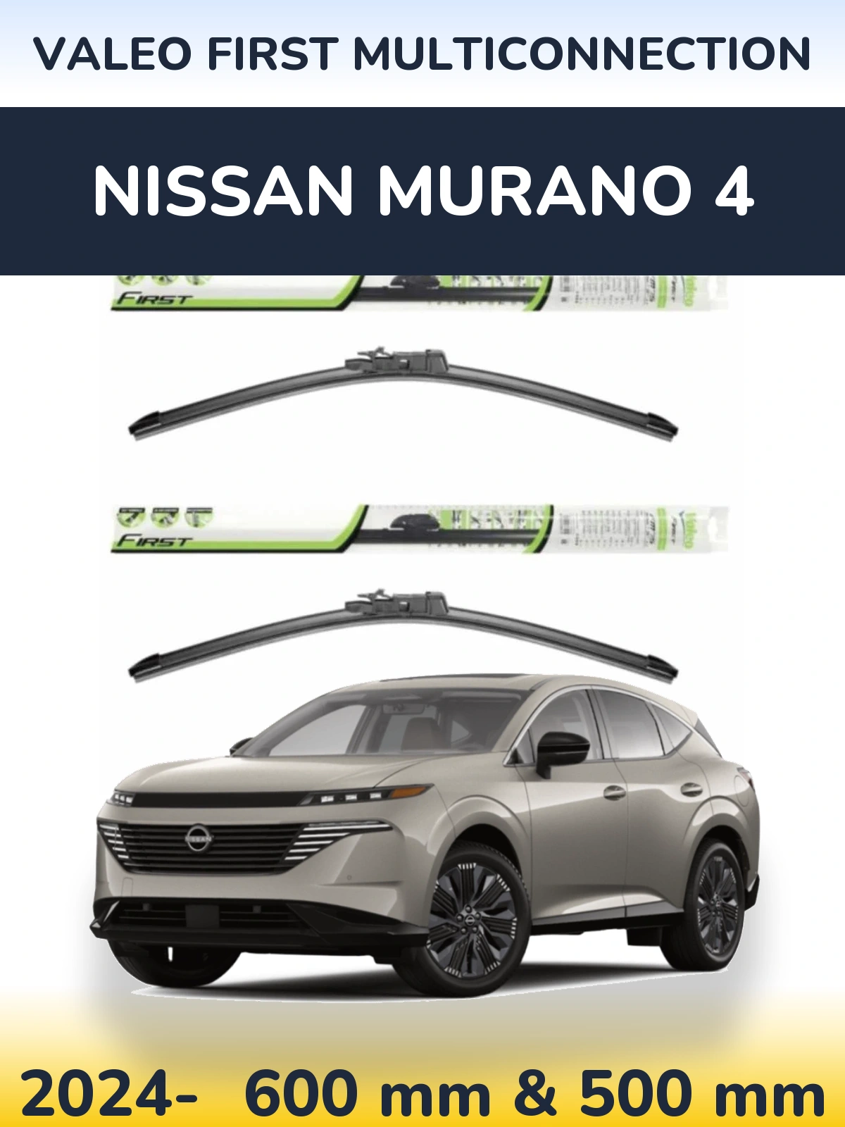 Sada předních stěračů Valeo First MultiConnection 600 a 500 mm pro Nissan Murano 4 2024-2026