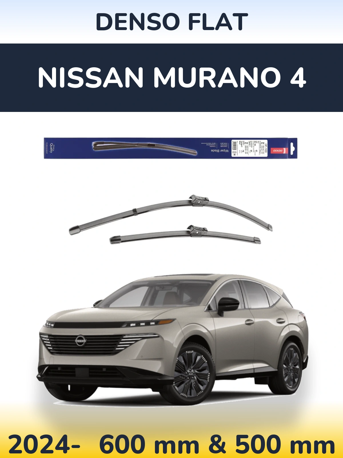 Sada předních stěračů Denso Flat 600 a 500 mm pro Nissan Murano 4 2024-2026
