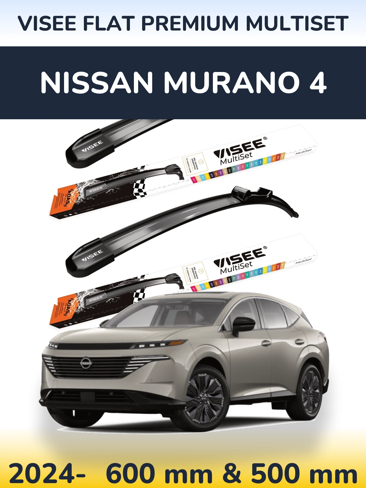 Sada předních stěračů VISEE FLAT PREMIUM MultiSet 600 a 500 mm pro Nissan Murano 4 2024-2026