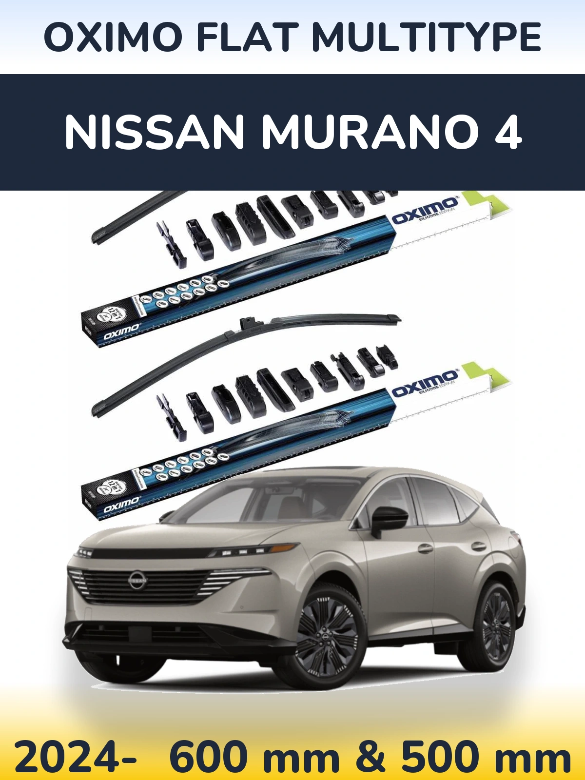 Sada předních stěračů Oximo Flat MultiType 600 a 500 mm pro Nissan Murano 4 2024-2026