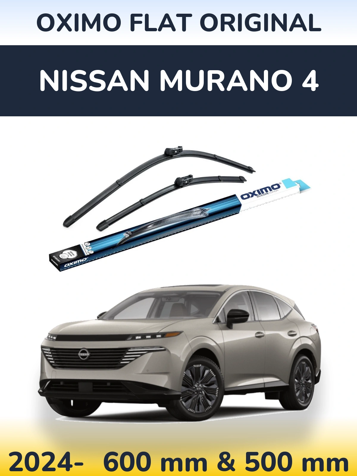 Комплект передніх щіток Oximo Flat Original 600 & 500 мм для Nissan Murano 4 2024-2026