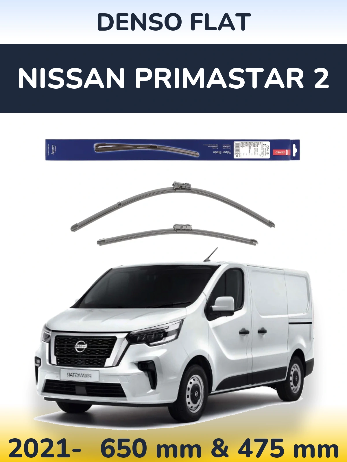 Sada předních stěračů Denso Flat 650 a 475 mm pro Nissan Primastar 2 2021-2026