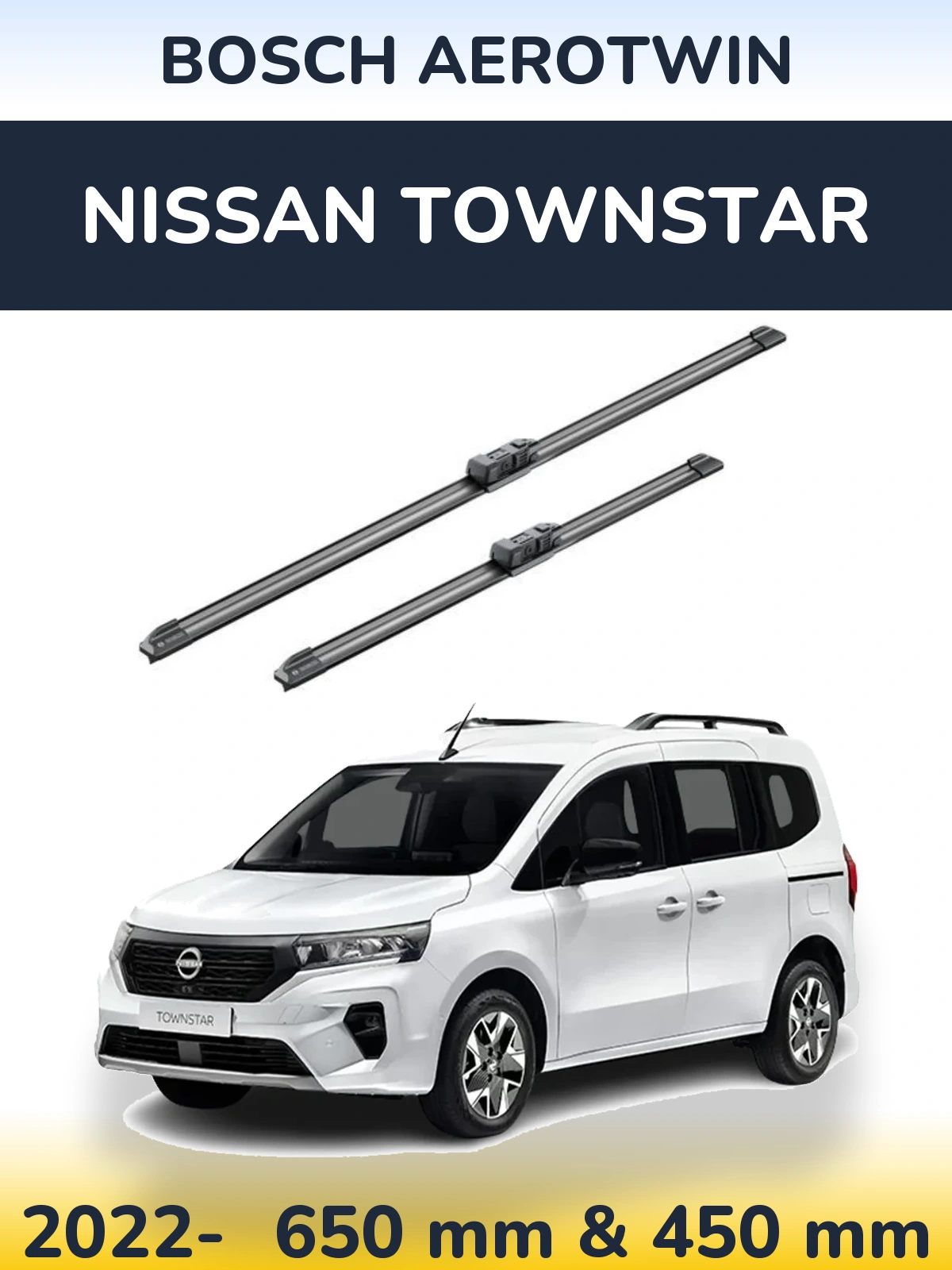 Sada předních stěračů BOSCH AeroTwin 650 a 450 mm pro Nissan Townstar 2022-2026