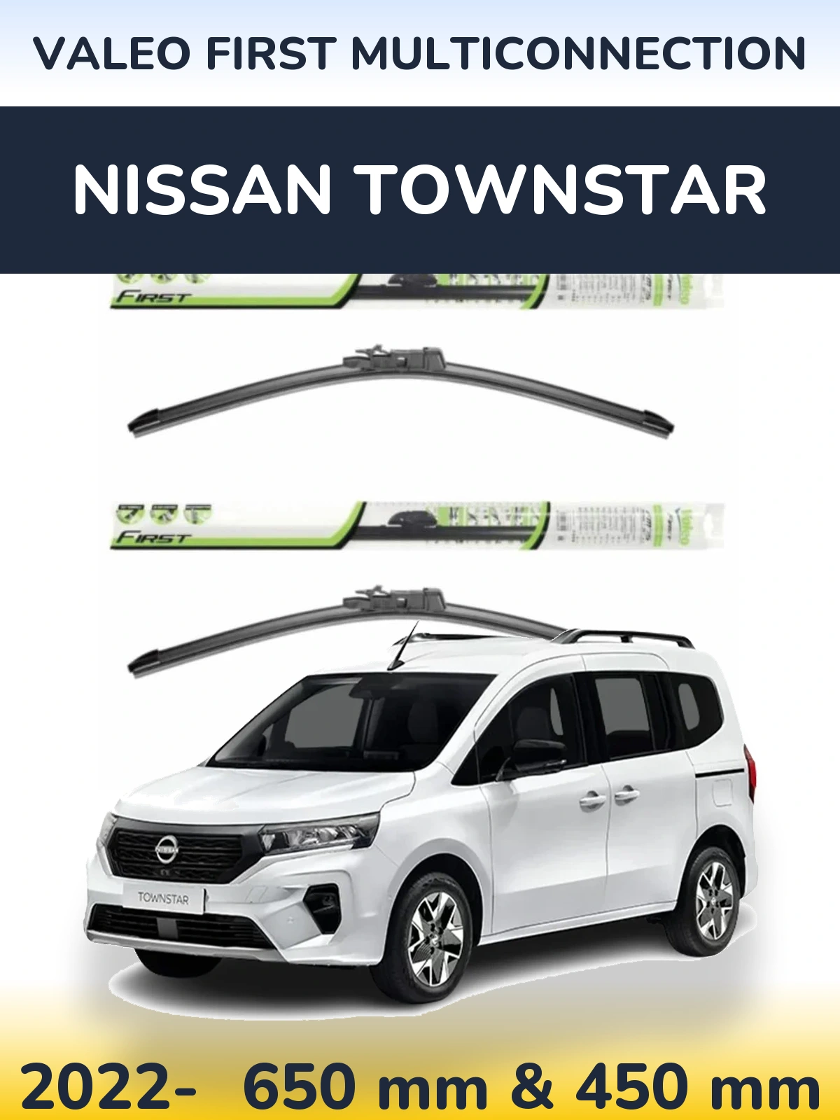 Sada předních stěračů Valeo First MultiConnection 650 a 450 mm pro Nissan Townstar 2022-2026