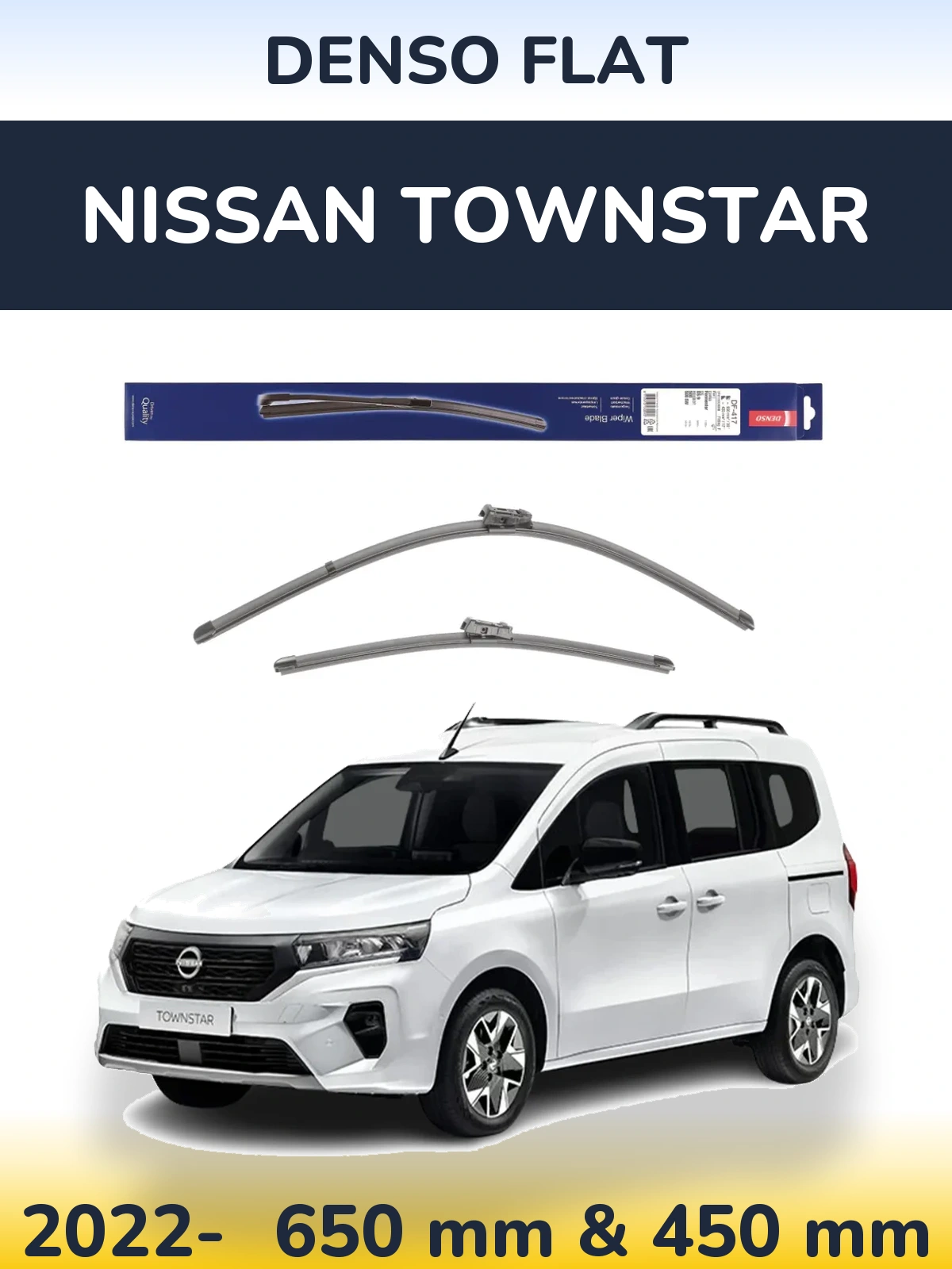Sada předních stěračů Denso Flat 650 a 450 mm pro Nissan Townstar 2022-2026