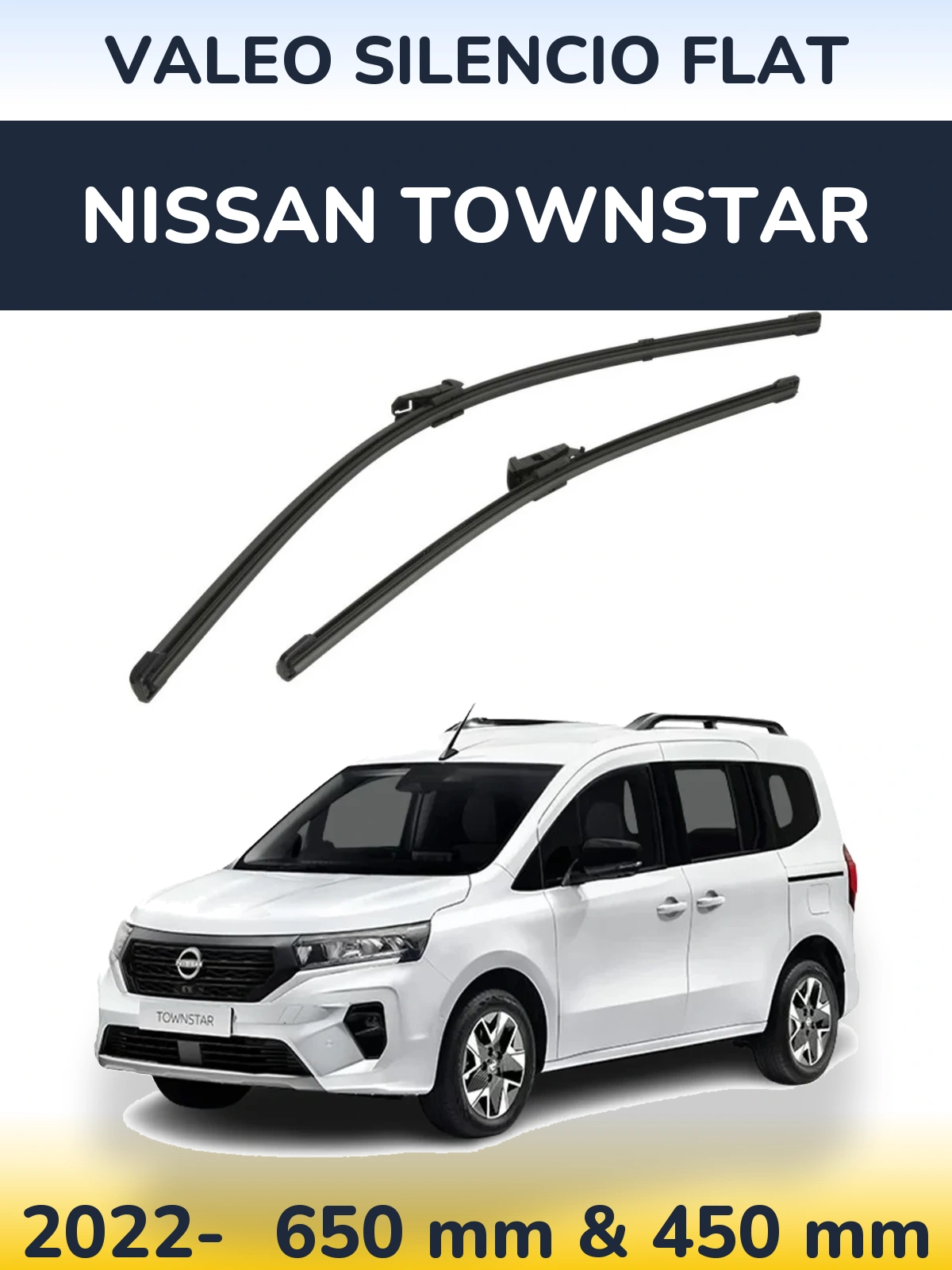 Sada předních stěračů Valeo Silencio Flat 650 a 450 mm pro Nissan Townstar 2022-2026