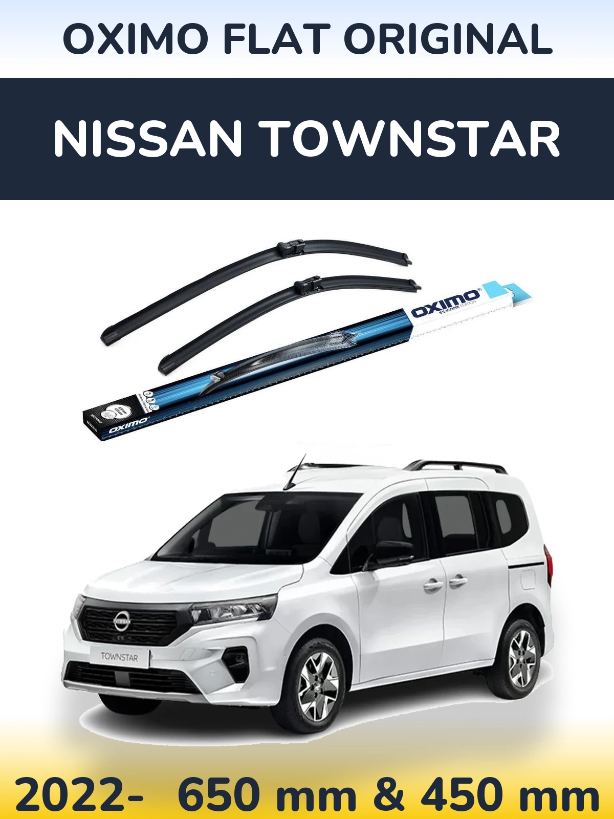 Sada předních stěračů Oximo Flat Original 650 a 450 mm pro Nissan Townstar 2022-2026