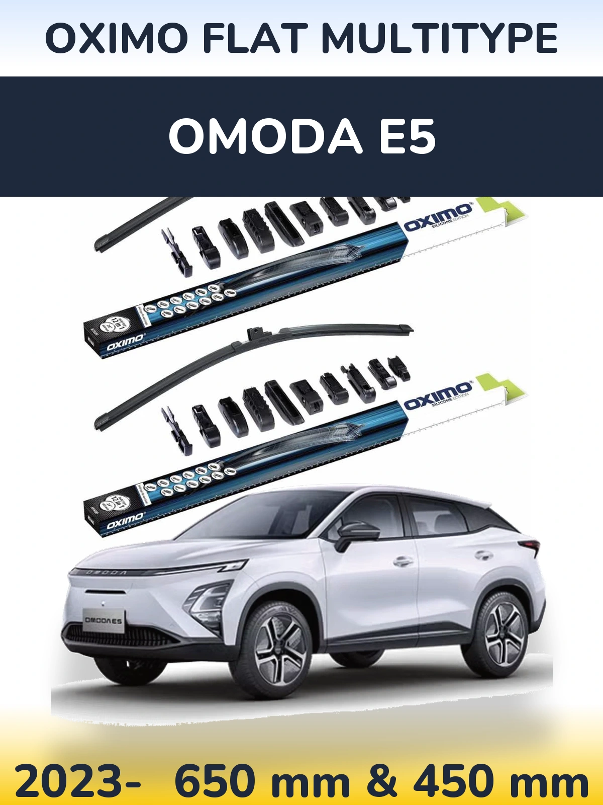Sada předních stěračů Oximo Flat MultiType 650 a 450 mm pro Omoda E5 2023-2026