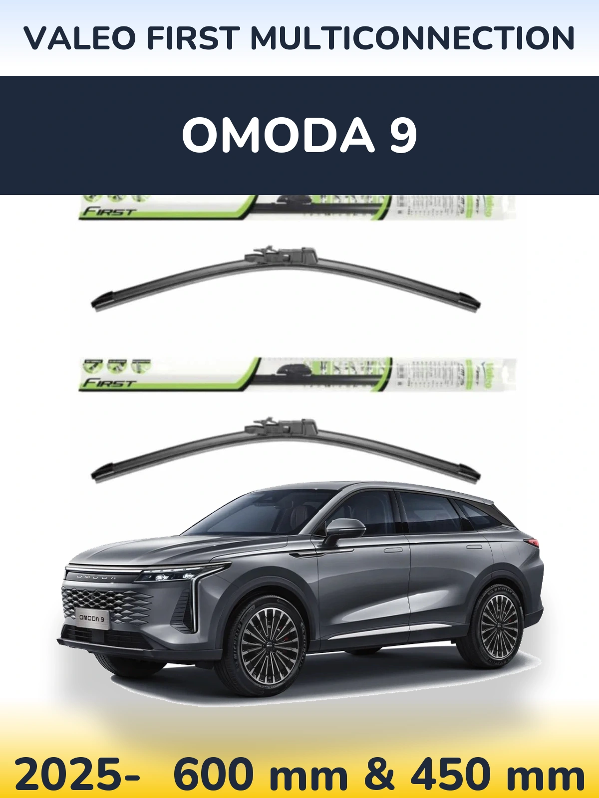 Sada předních stěračů Valeo First MultiConnection 600 a 450 mm pro Omoda 9 2025-2026