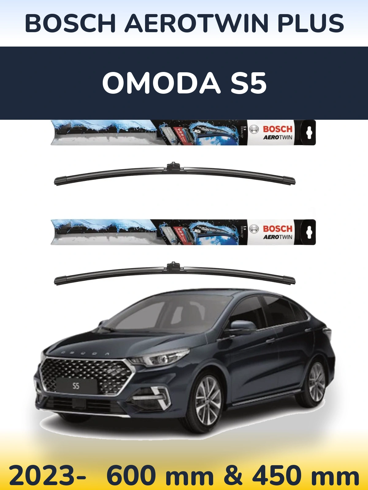 Sada předních stěračů BOSCH AeroTwin Plus 600 a 450 mm pro Omoda S5 2023-2026