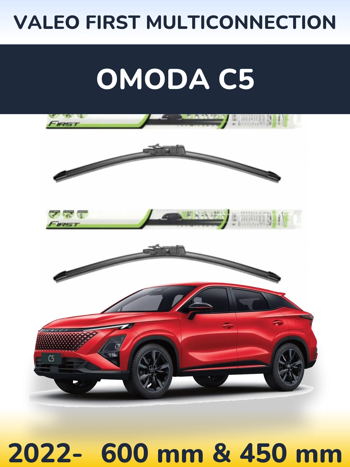 Sada předních stěračů Valeo First MultiConnection 600 a 450 mm pro Omoda C5 2022-2026