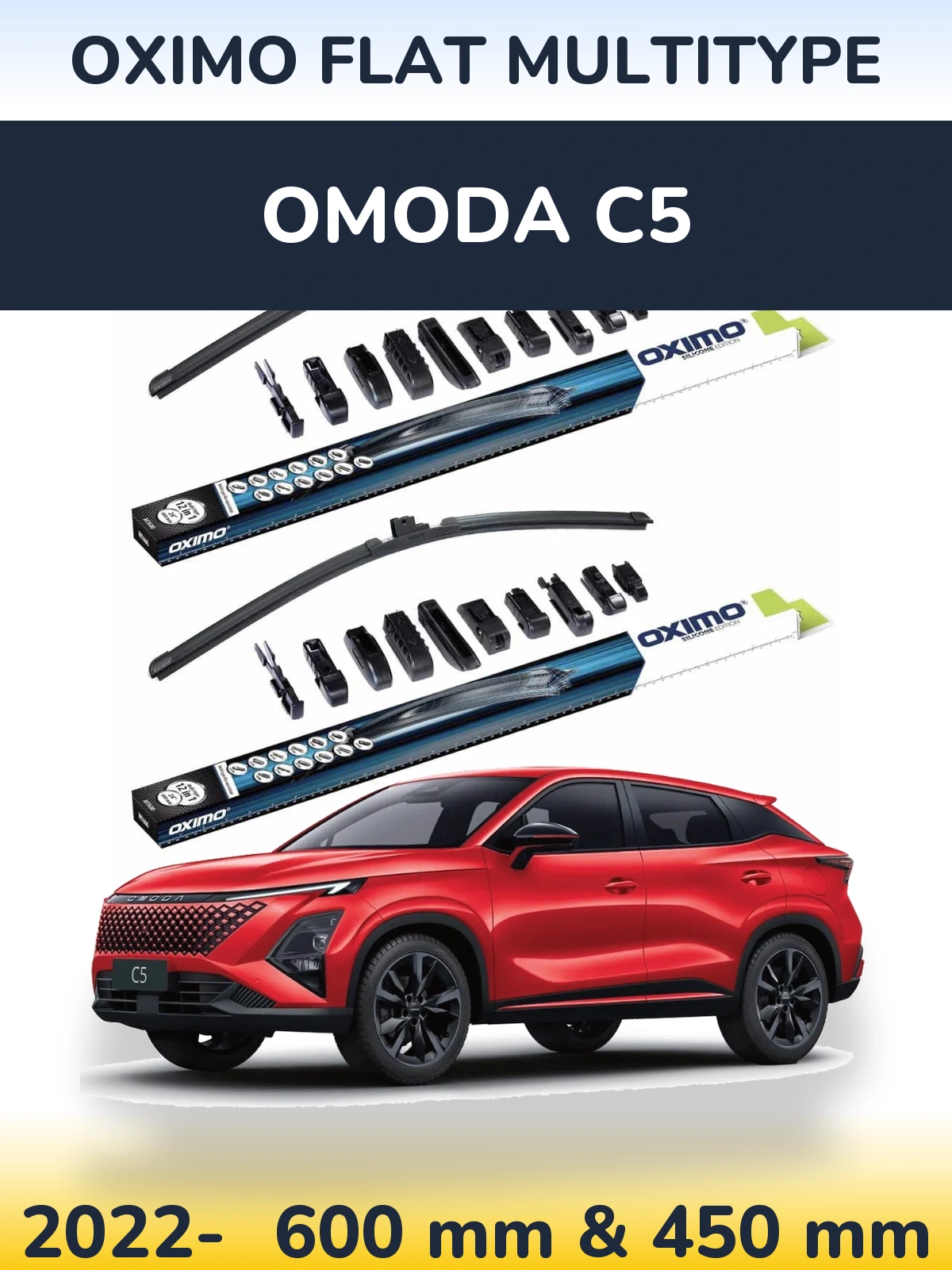 Sada předních stěračů Oximo Flat MultiType 600 a 450 mm pro Omoda C5 2022-2026