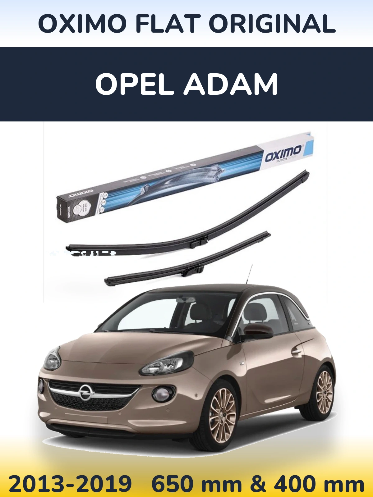 Sada předních stěračů Oximo Flat Original 650 a 400 mm pro Opel Adam 2013-2019