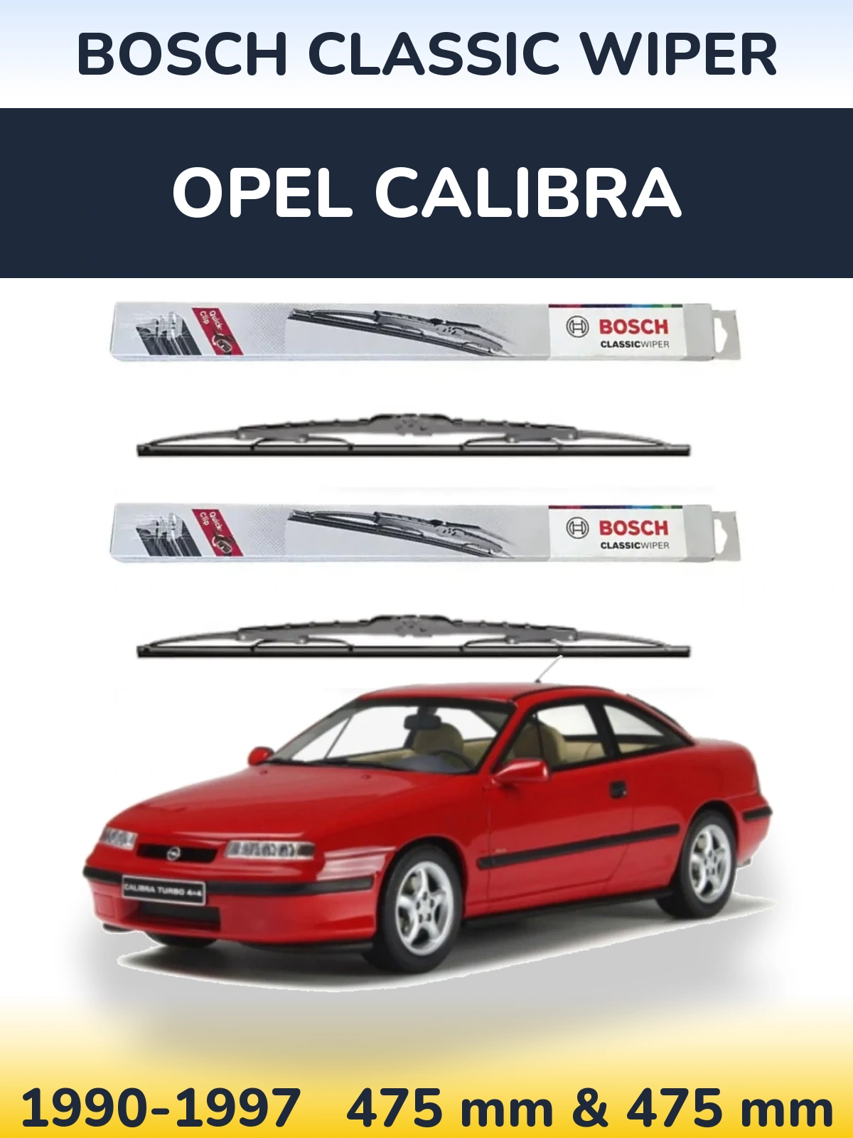 Sada předních stěračů BOSCH Classic Wiper 475 a 475 mm pro Opel Calibra 1990-1997