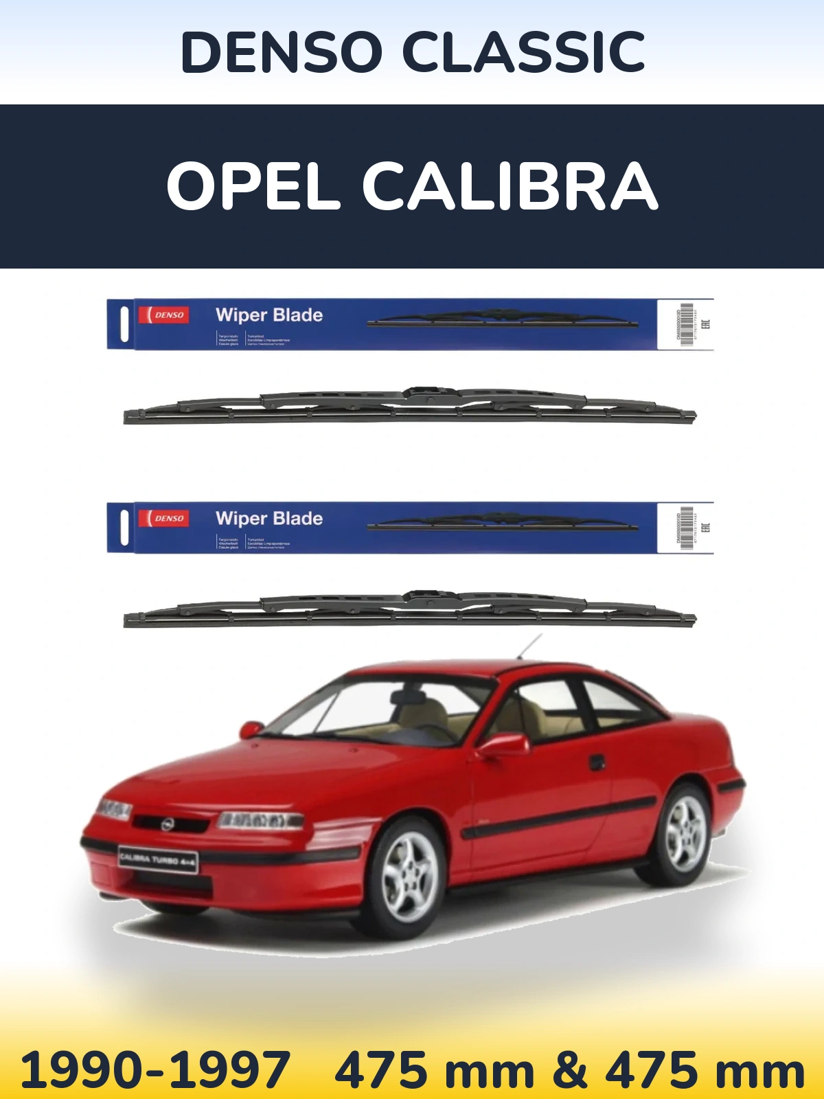 Sada předních stěračů Denso Classic 475 a 475 mm pro Opel Calibra 1990-1997
