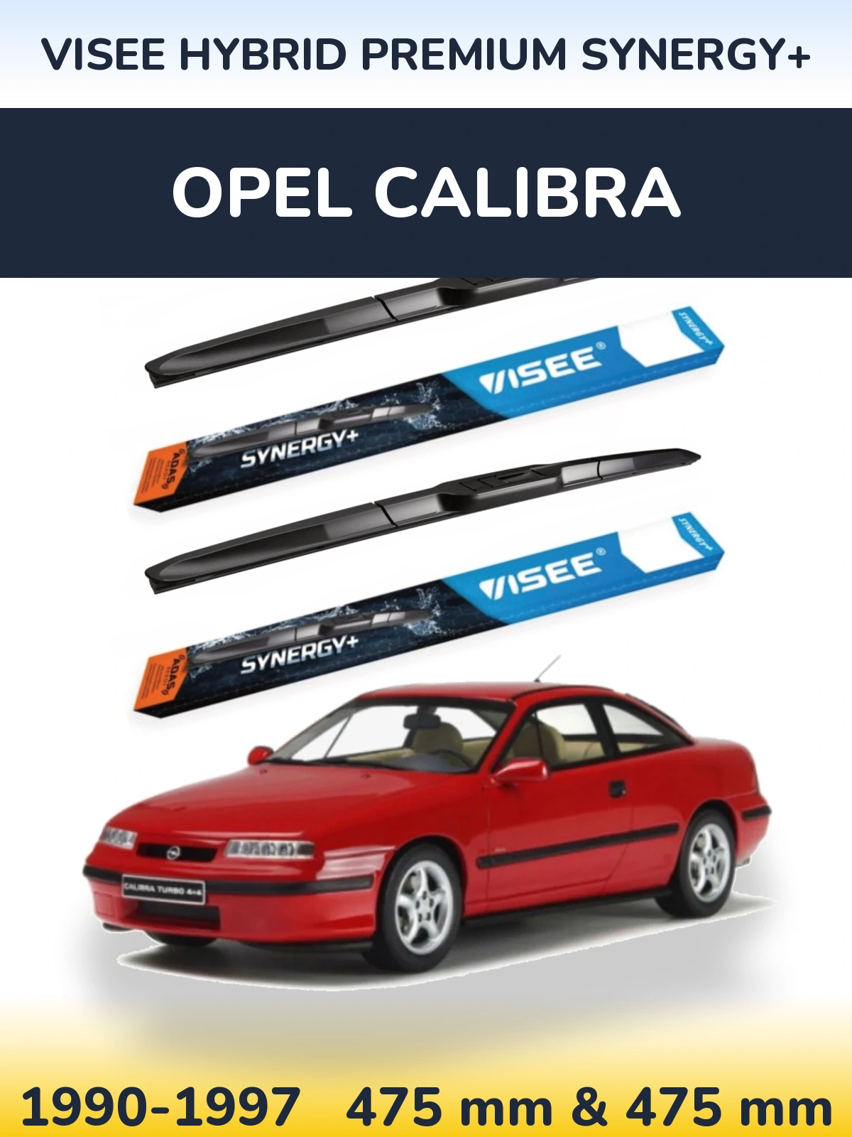 Sada předních stěračů VISEE HYBRID PREMIUM SYNERGY+ 475 a 475 mm pro Opel Calibra 1990-1997