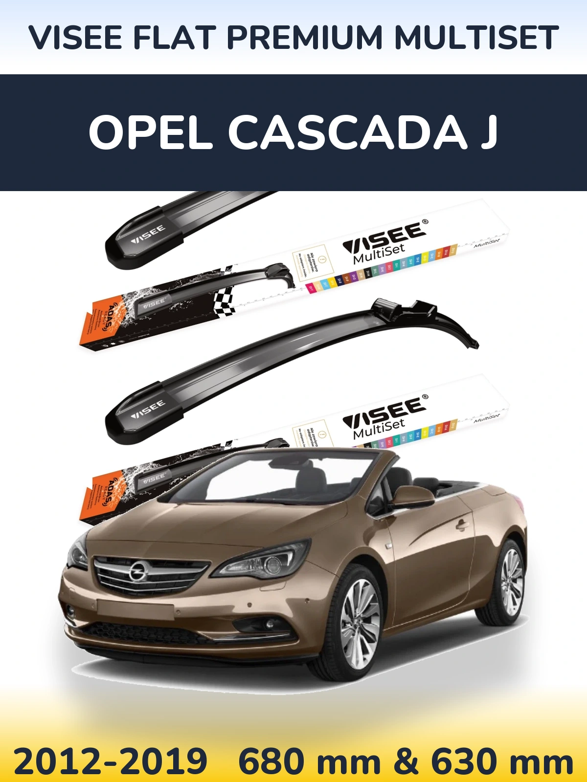 Sada předních stěračů VISEE FLAT PREMIUM MultiSet 680 a 630 mm pro Opel Cascada J 2012-2019