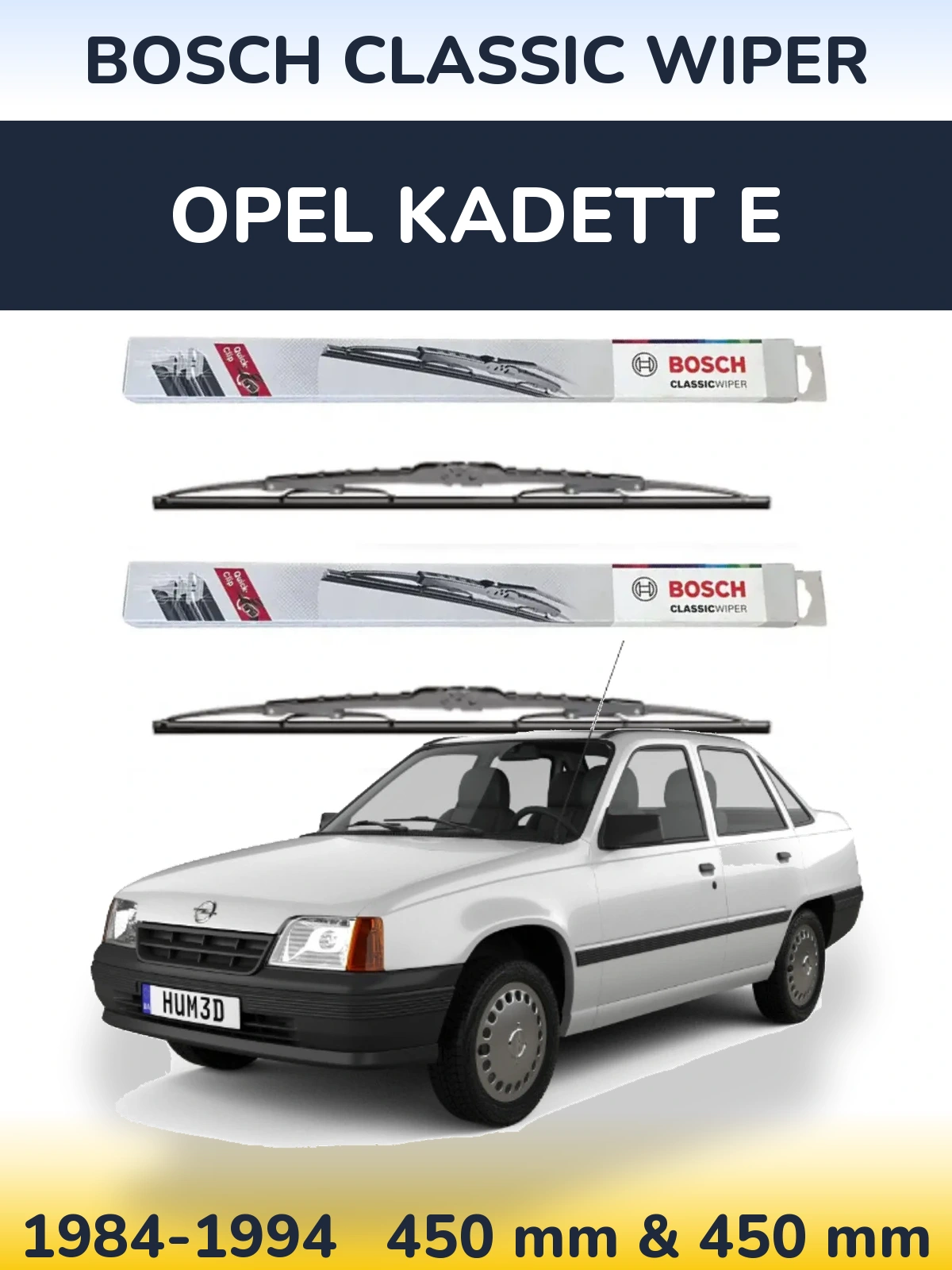 Sada předních stěračů BOSCH Classic Wiper 450 a 450 mm pro Opel Kadett E 1984-1994