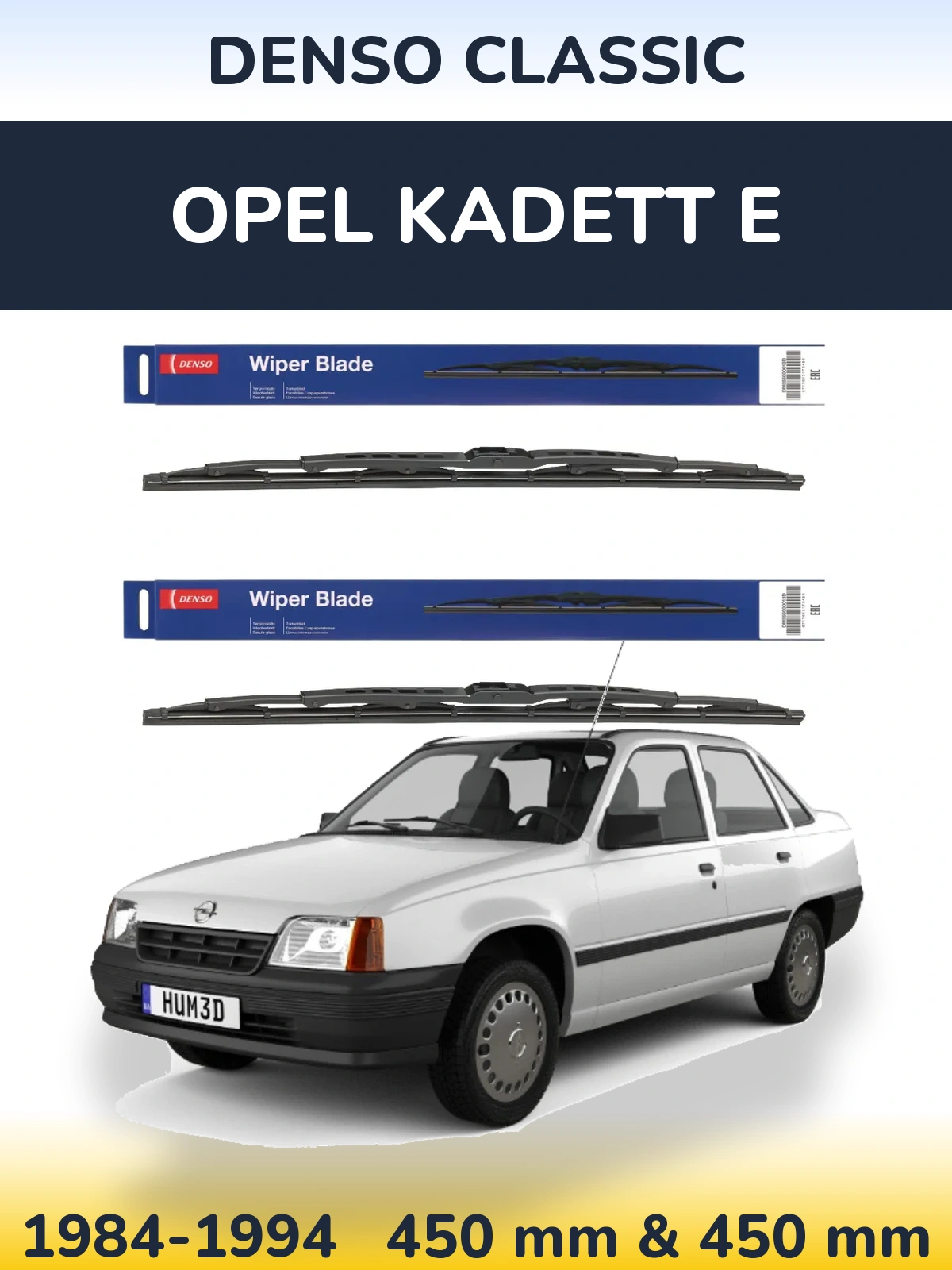 Sada předních stěračů Denso Classic 450 a 450 mm pro Opel Kadett E 1984-1994
