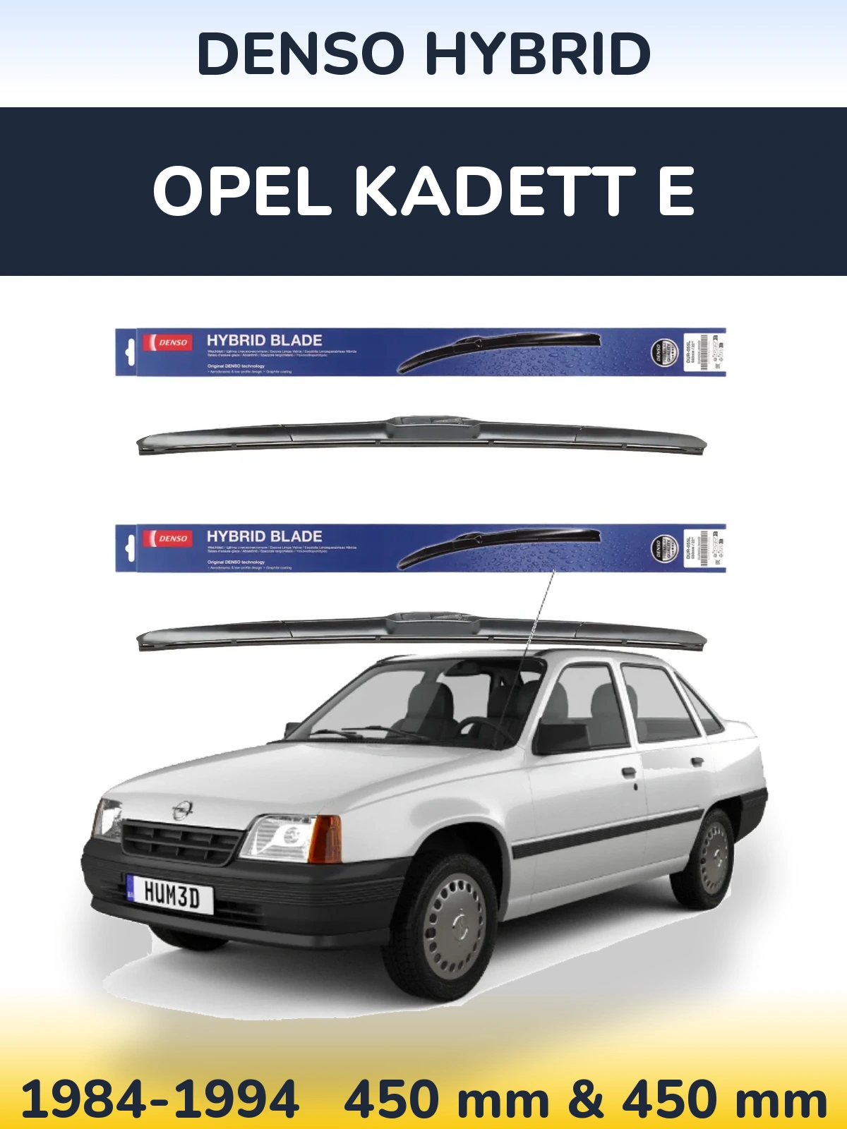 Sada předních stěračů Denso Hybrid 450 a 450 mm pro Opel Kadett E 1984-1994