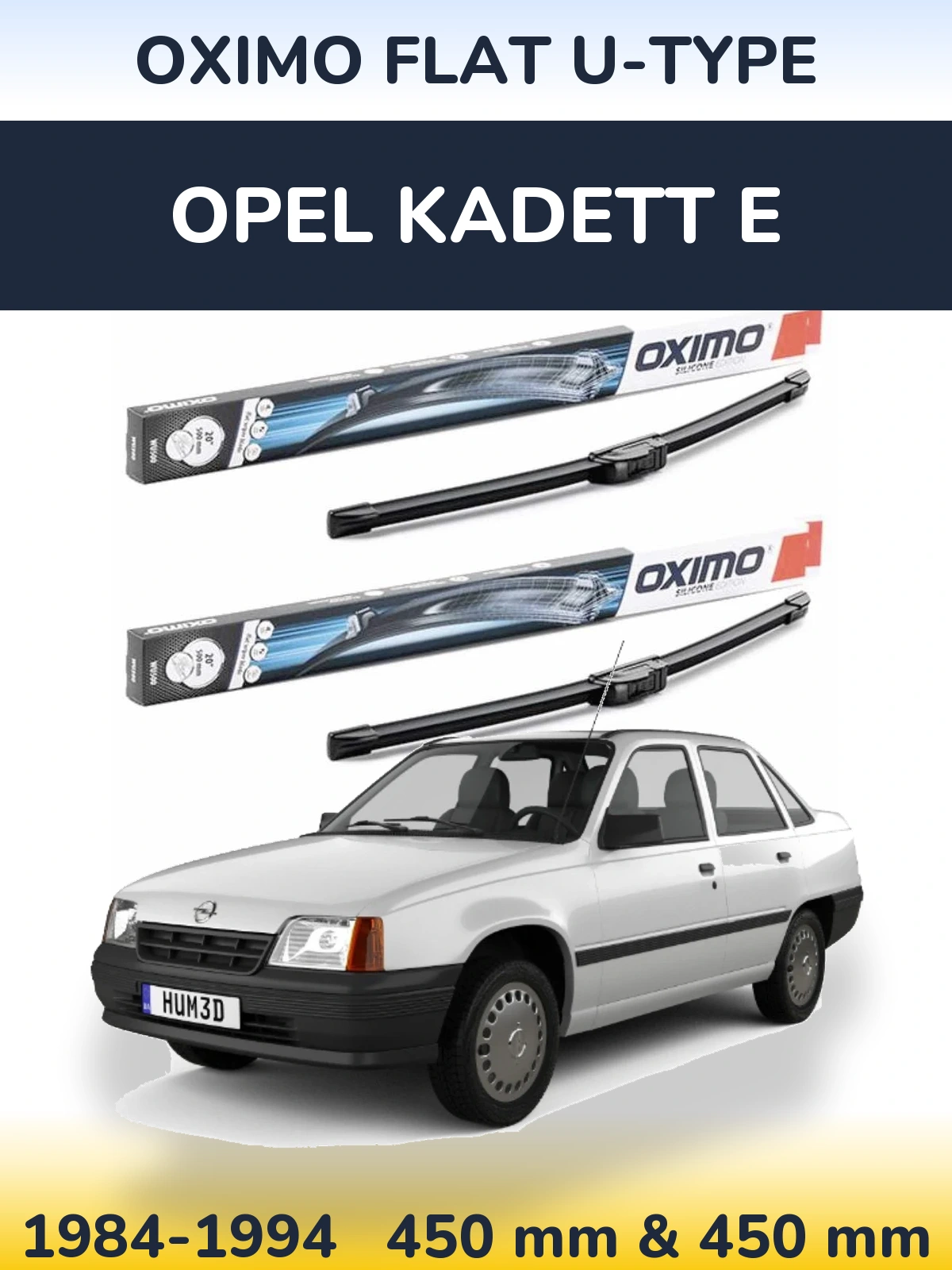 Sada předních stěračů Oximo Flat U-type 450 a 450 mm pro Opel Kadett E 1984-1994