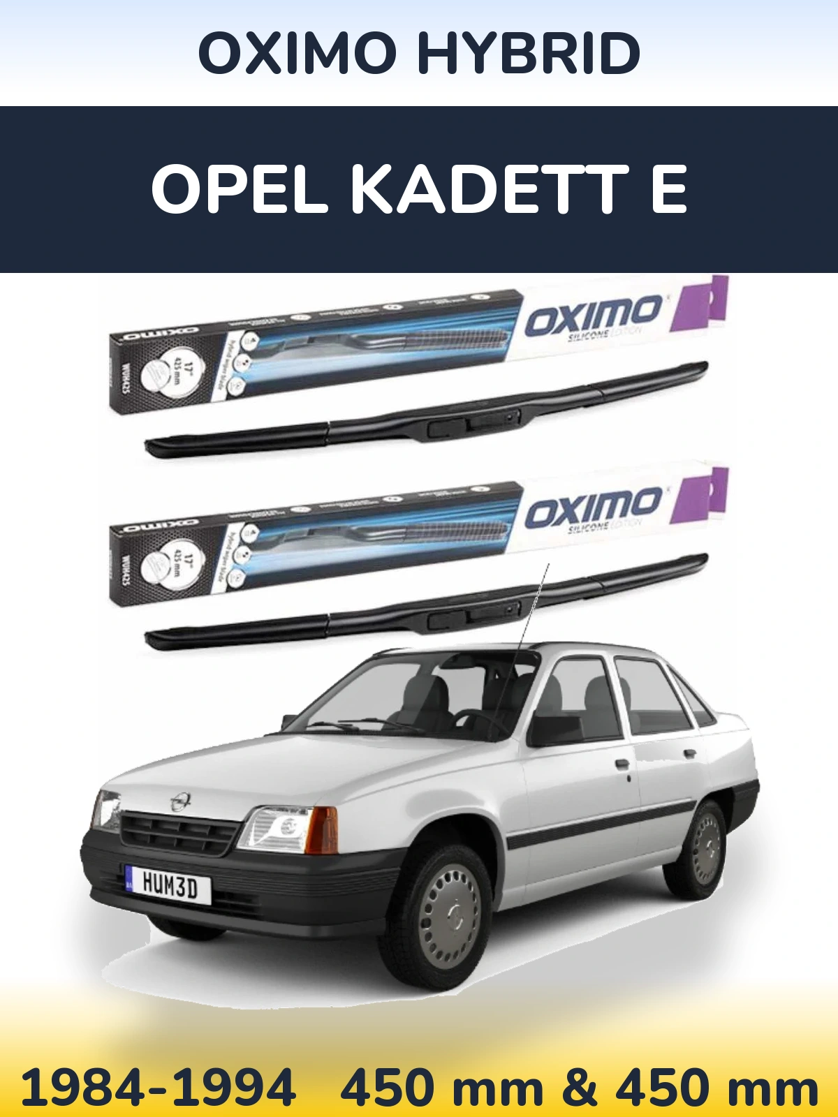 Sada předních stěračů Oximo Hybrid 450 a 450 mm pro Opel Kadett E 1984-1994