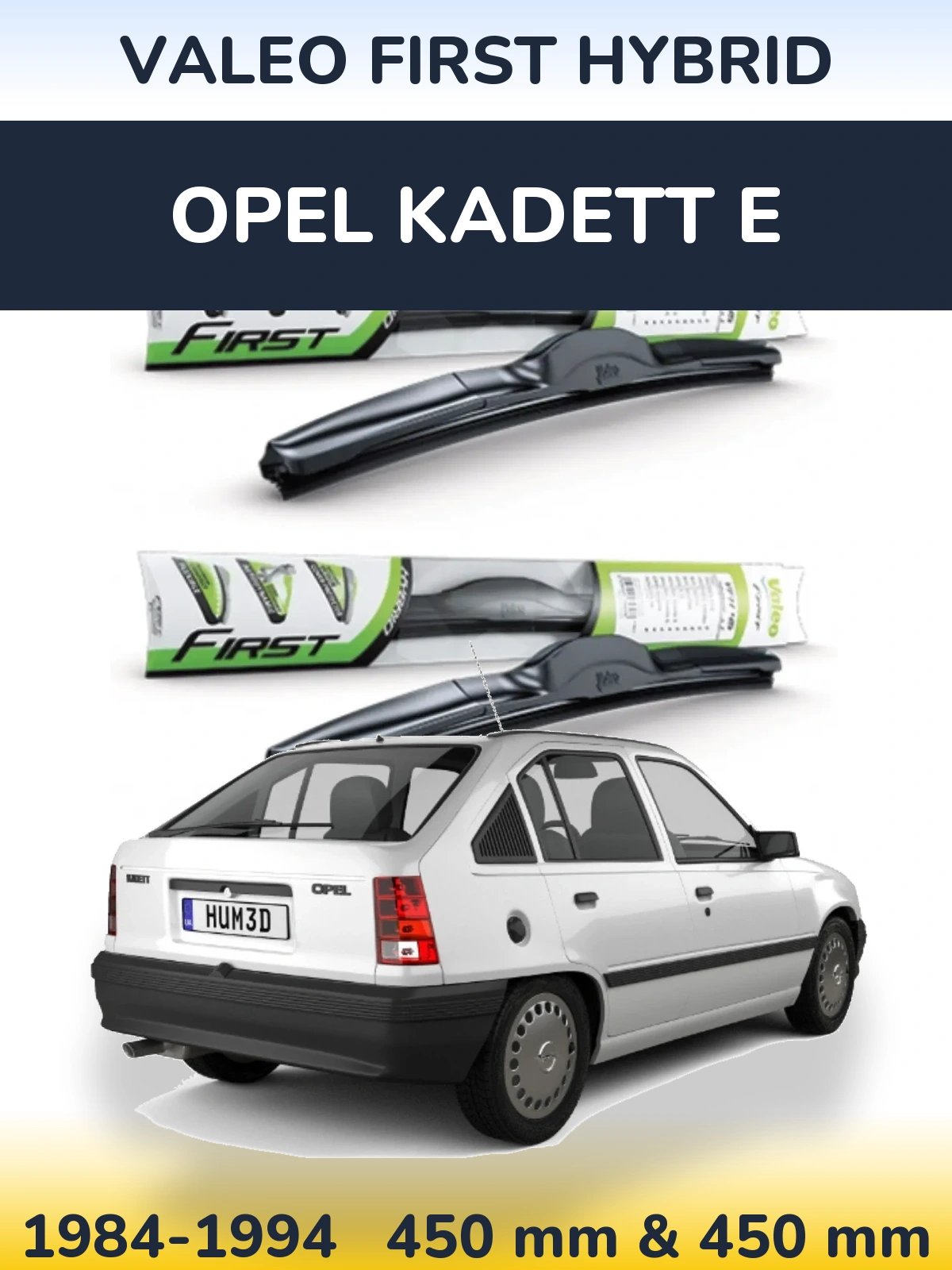Sada předních stěračů Valeo First Hybrid 450 a 450 mm pro Opel Kadett E 1984-1994