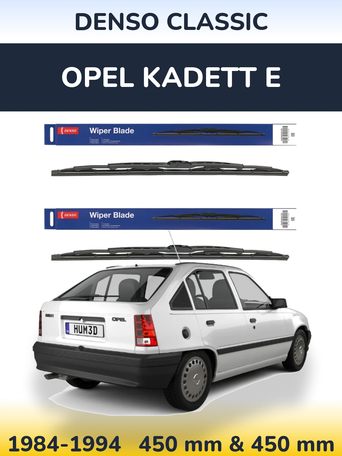 Sada předních stěračů Denso Classic 450 a 450 mm pro Opel Kadett E 1984-1994