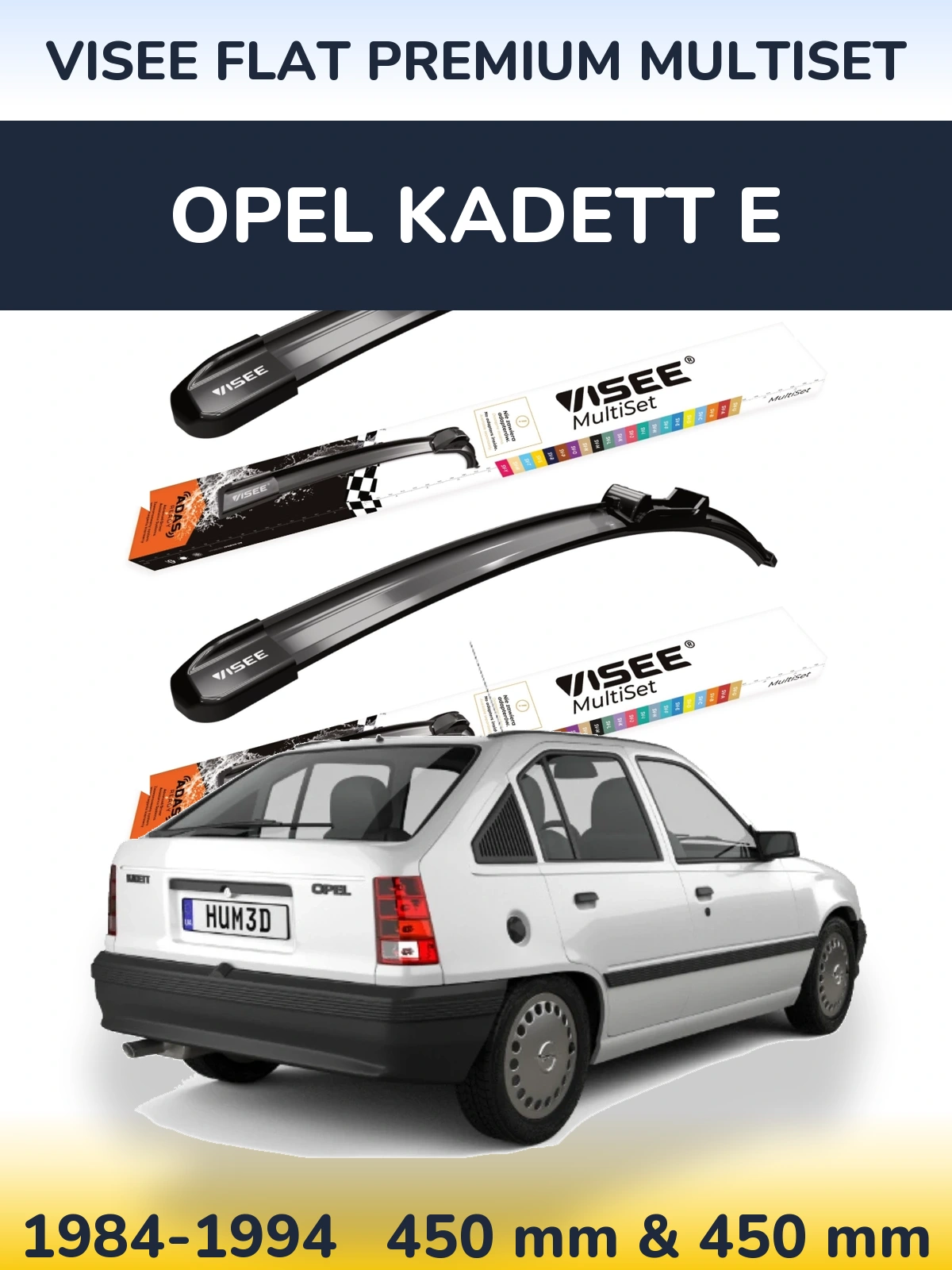 Комплект передніх щіток VISEE FLAT PREMIUM MultiSet 450 & 450 мм для Opel Kadett E 1984-1994
