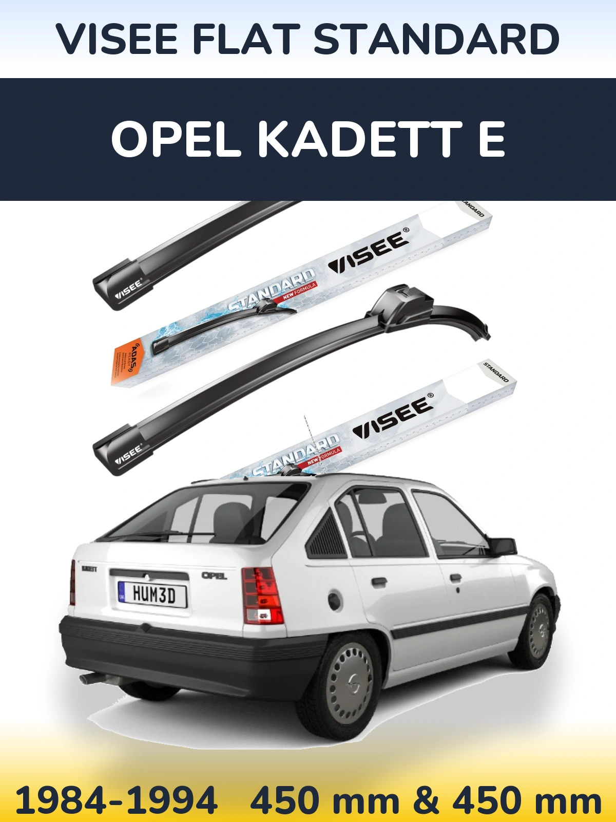 Sada předních stěračů VISEE FLAT STANDARD 450 a 450 mm pro Opel Kadett E 1984-1994