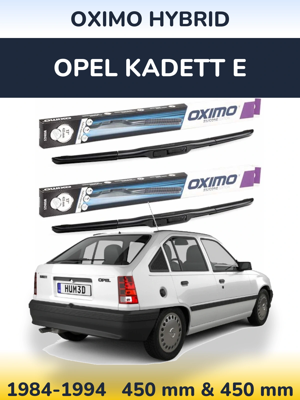 Sada předních stěračů Oximo Hybrid 450 a 450 mm pro Opel Kadett E 1984-1994