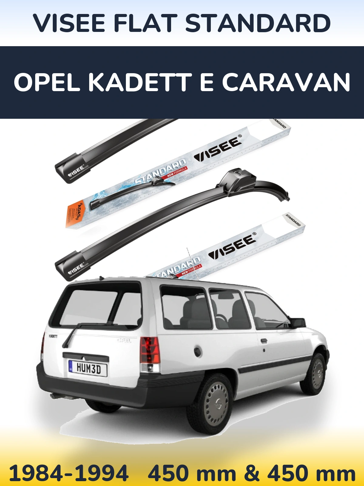 Sada předních stěračů VISEE FLAT STANDARD 450 a 450 mm pro Opel Kadett E Caravan 1984-1994