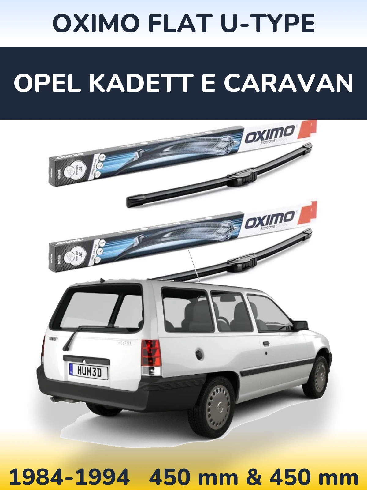 Sada předních stěračů Oximo Flat U-type 450 a 450 mm pro Opel Kadett E Caravan 1984-1994
