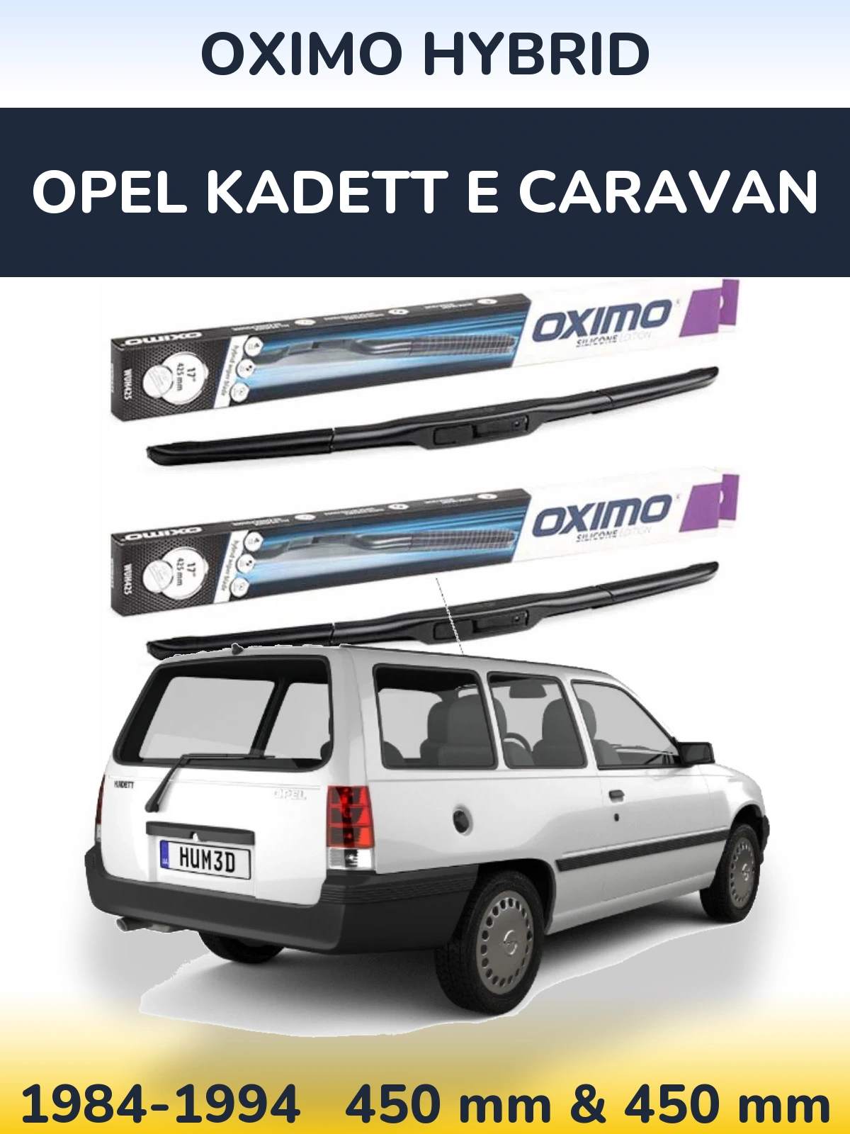 Sada předních stěračů Oximo Hybrid 450 a 450 mm pro Opel Kadett E Caravan 1984-1994