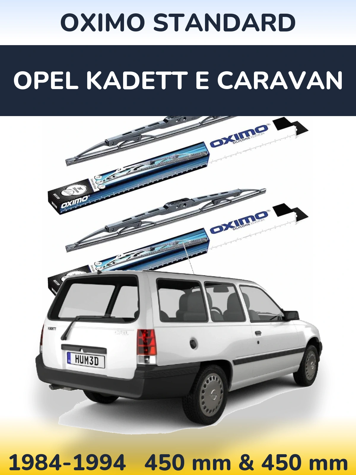 Sada předních stěračů Oximo Standard 450 a 450 mm pro Opel Kadett E Caravan 1984-1994
