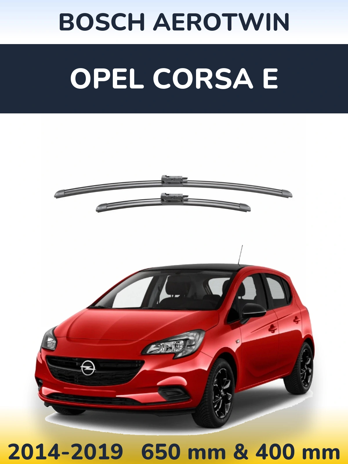 Sada předních stěračů BOSCH AeroTwin 650 a 400 mm pro Opel Corsa E 2014-2019
