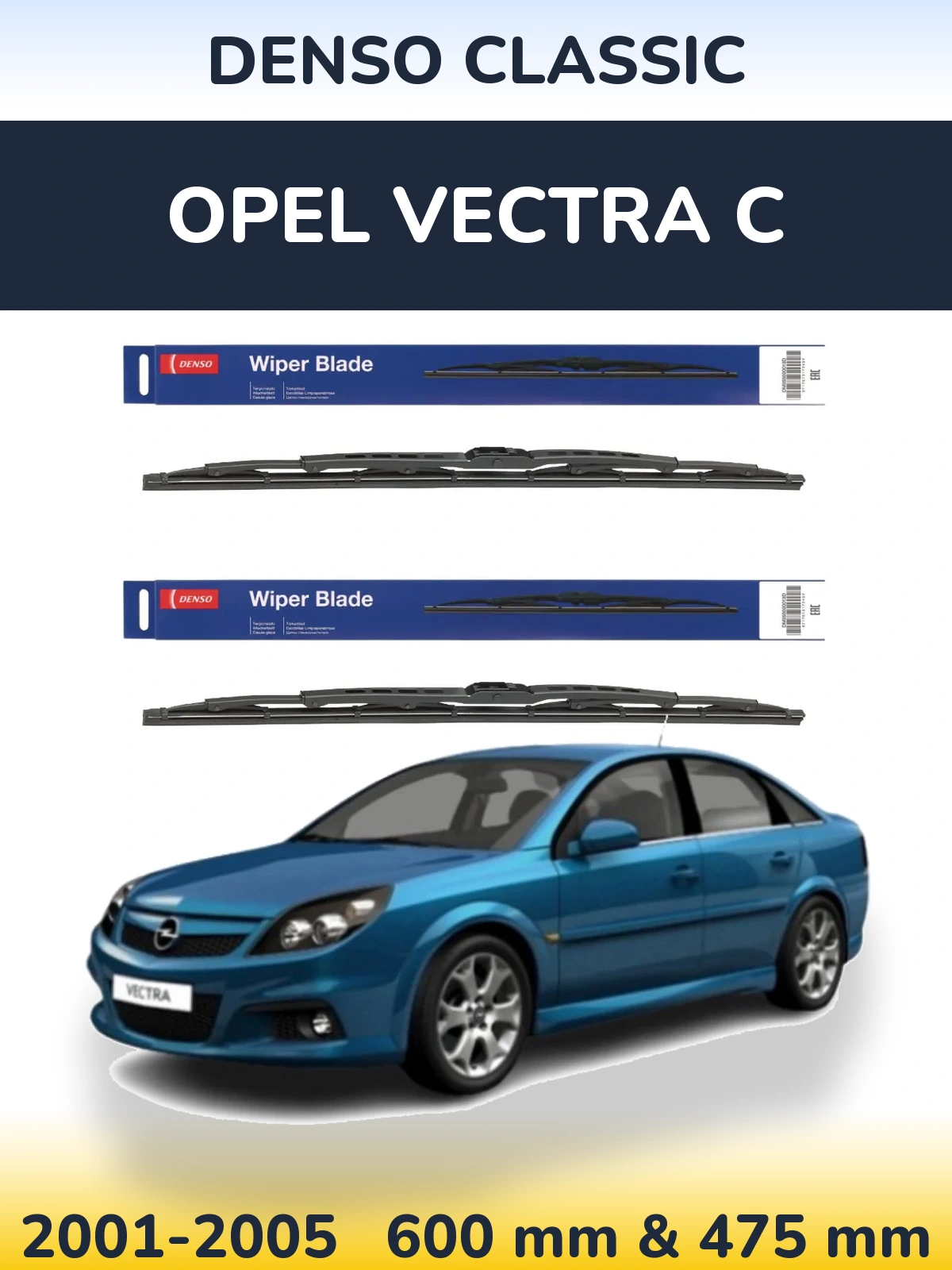 Sada předních stěračů Denso Classic 600 a 475 mm pro Opel Vectra C 2001-2005