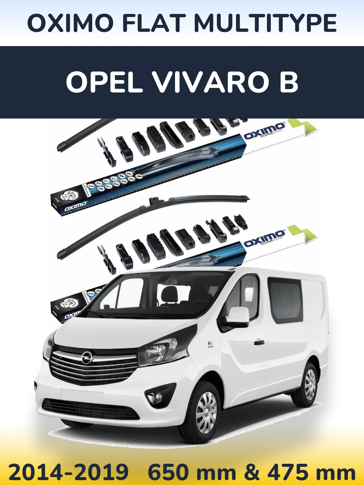 Sada předních stěračů Oximo Flat MultiType 650 a 475 mm pro Opel Vivaro B 2014-2019