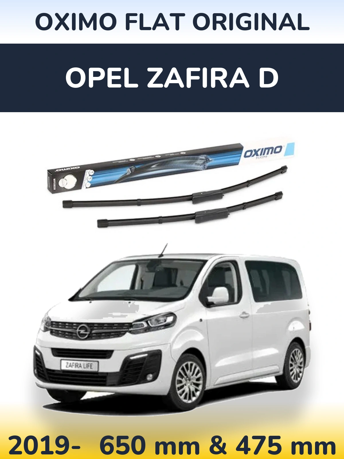 Sada předních stěračů Oximo Flat Original 650 a 475 mm pro Opel Zafira D 2019-2026
