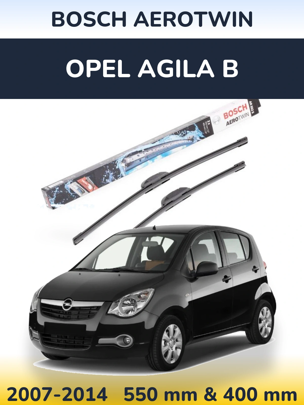 Комплект передніх щіток BOSCH AeroTwin 550 & 400 мм для Opel Agila B 2007-2014