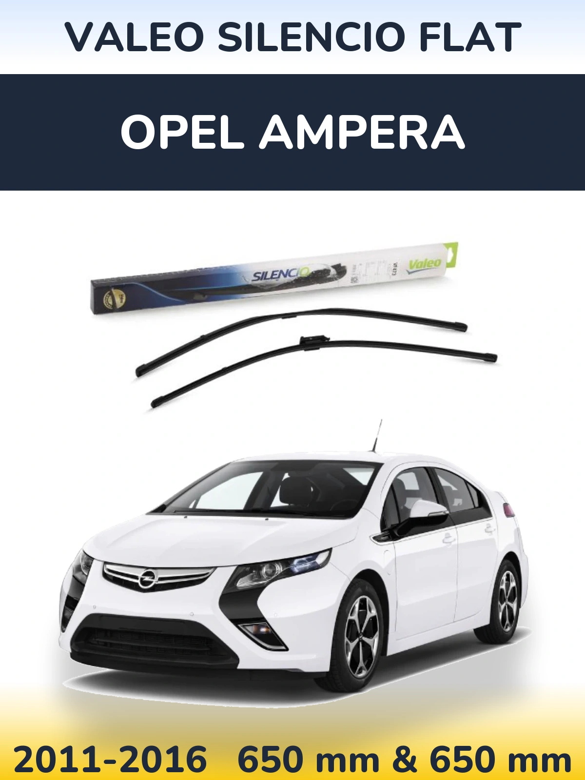 Sada předních stěračů Valeo Silencio Flat 650 a 650 mm pro Opel Ampera 2011-2016