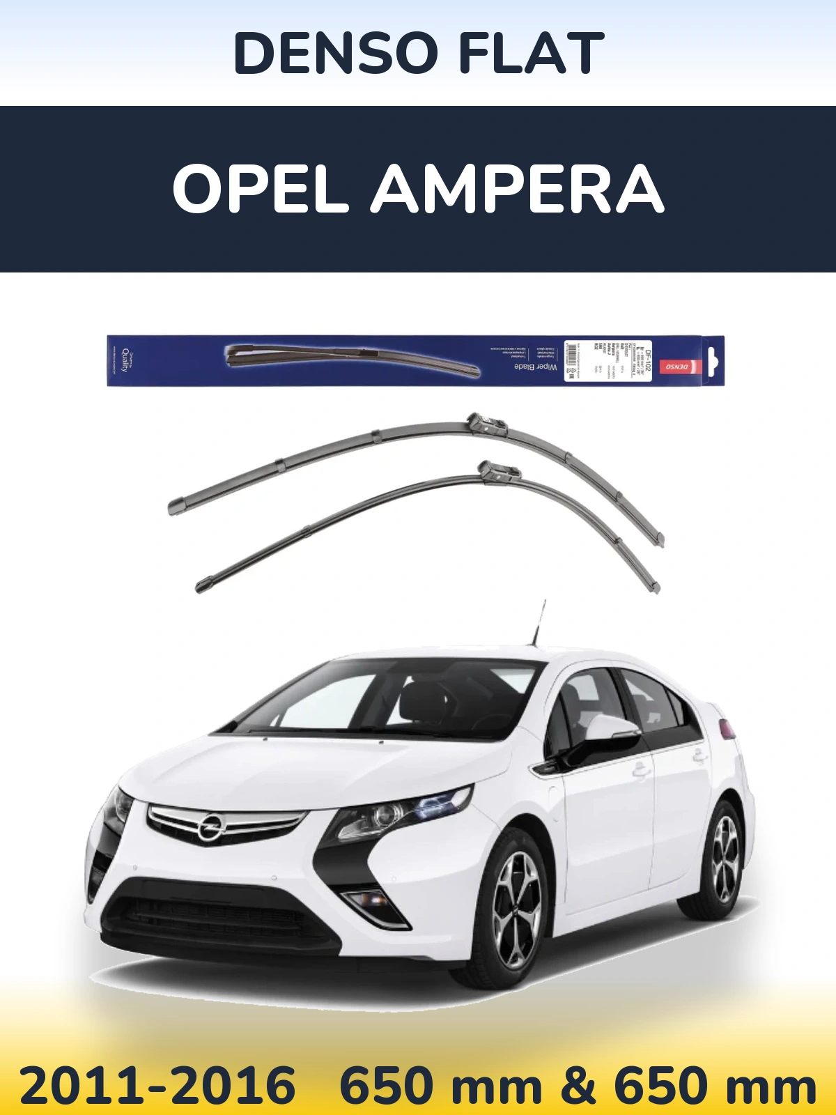 Sada předních stěračů Denso Flat 650 a 650 mm pro Opel Ampera 2011-2016