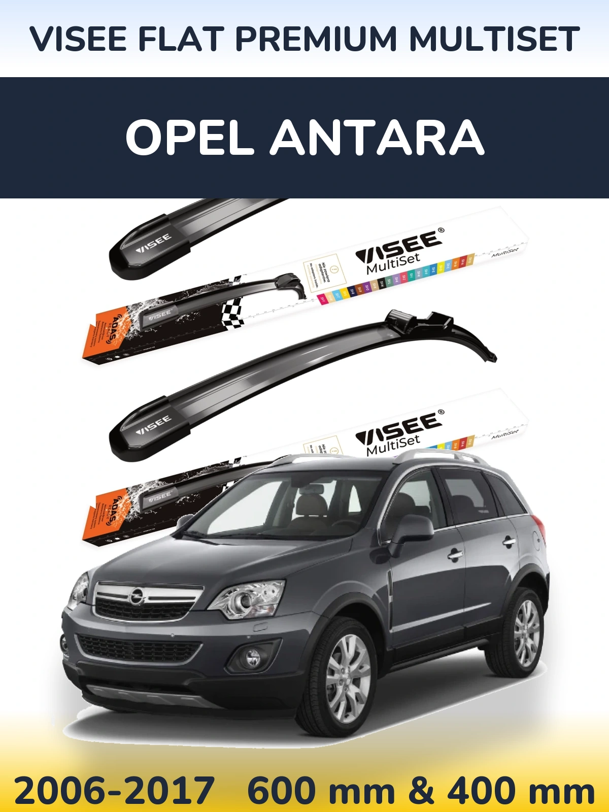Sada předních stěračů VISEE FLAT PREMIUM MultiSet 600 a 400 mm pro Opel Antara 2006-2017